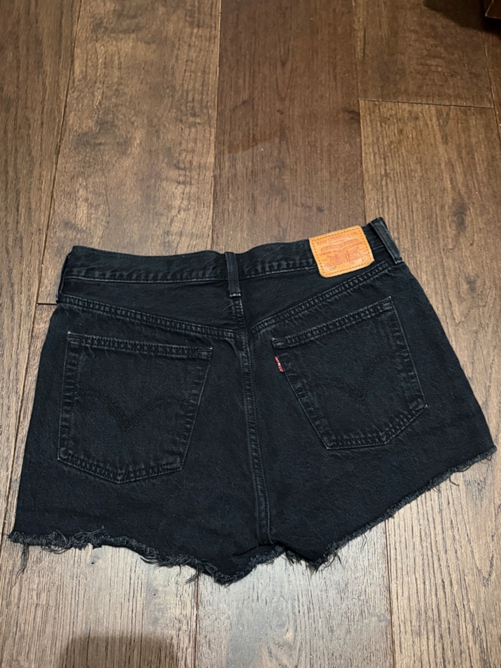 Levi 501 Black Frayed Hem Denim Shorts - Picture 4 of 4